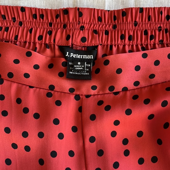 J.Peterman Women’s Satin Polka Dot Wide Leg Pants, rust with black, size 6 - Picture 3 of 3